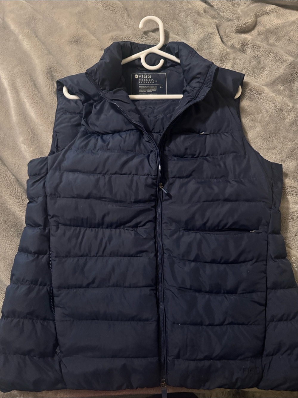 Figs Navy Quilted Puffer Vest for Women